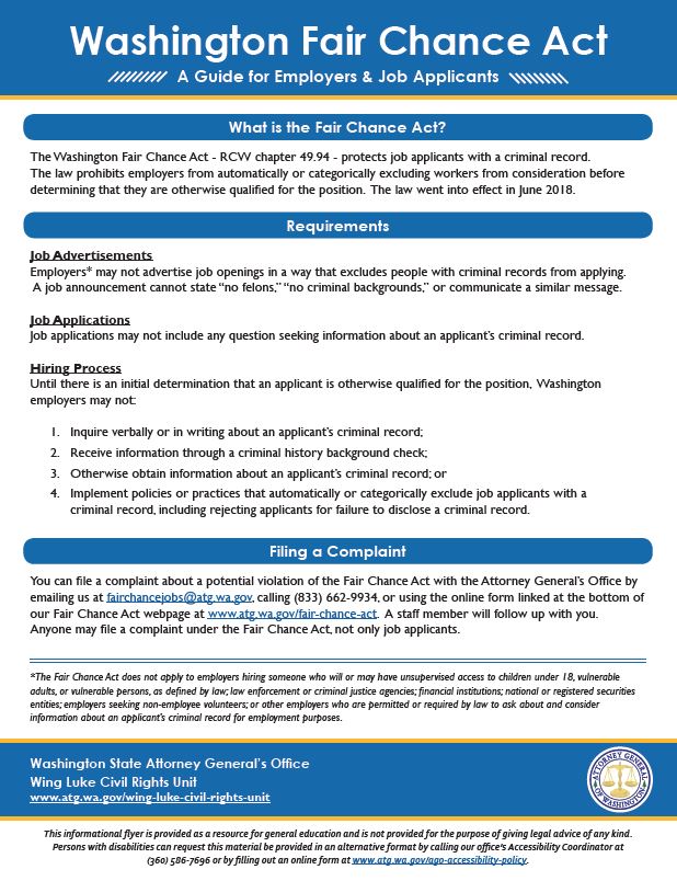 Fair Chance Act Washington State